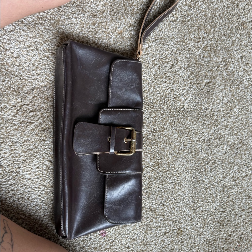 Dark Brown Clutch with Buckle